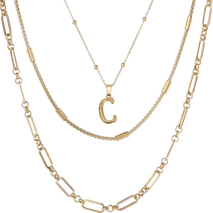Wholesale 3-Piece Layered Initial Necklace | A-Z | MOQ6 | HAWSON