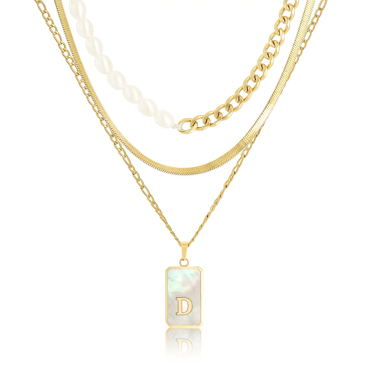 Wholesale 3-Piece Layered Initial Necklace | Pearl & CZ | HAWSON