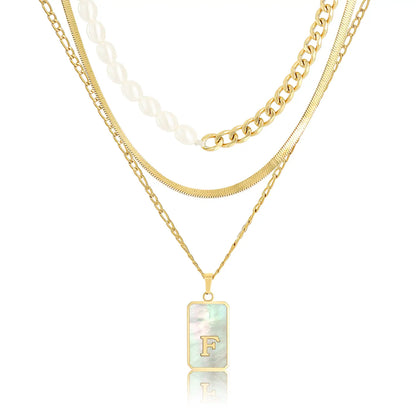 Wholesale 3-Piece Layered Initial Necklace | Pearl & CZ | HAWSON