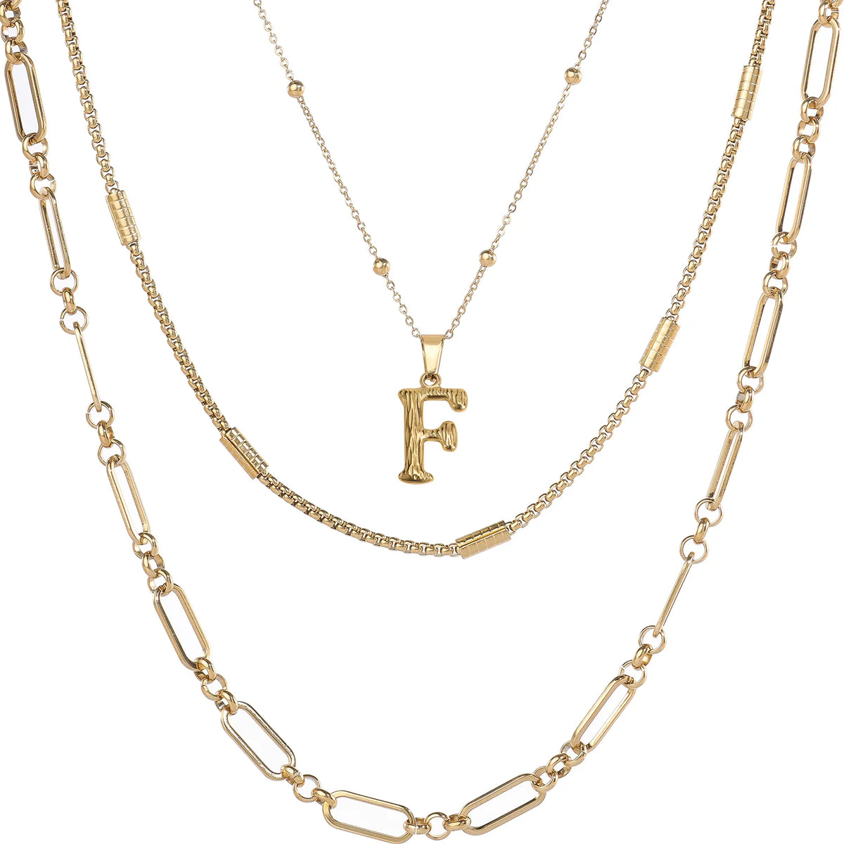 Wholesale 3-Piece Layered Initial Necklace | A-Z | MOQ6 | HAWSON