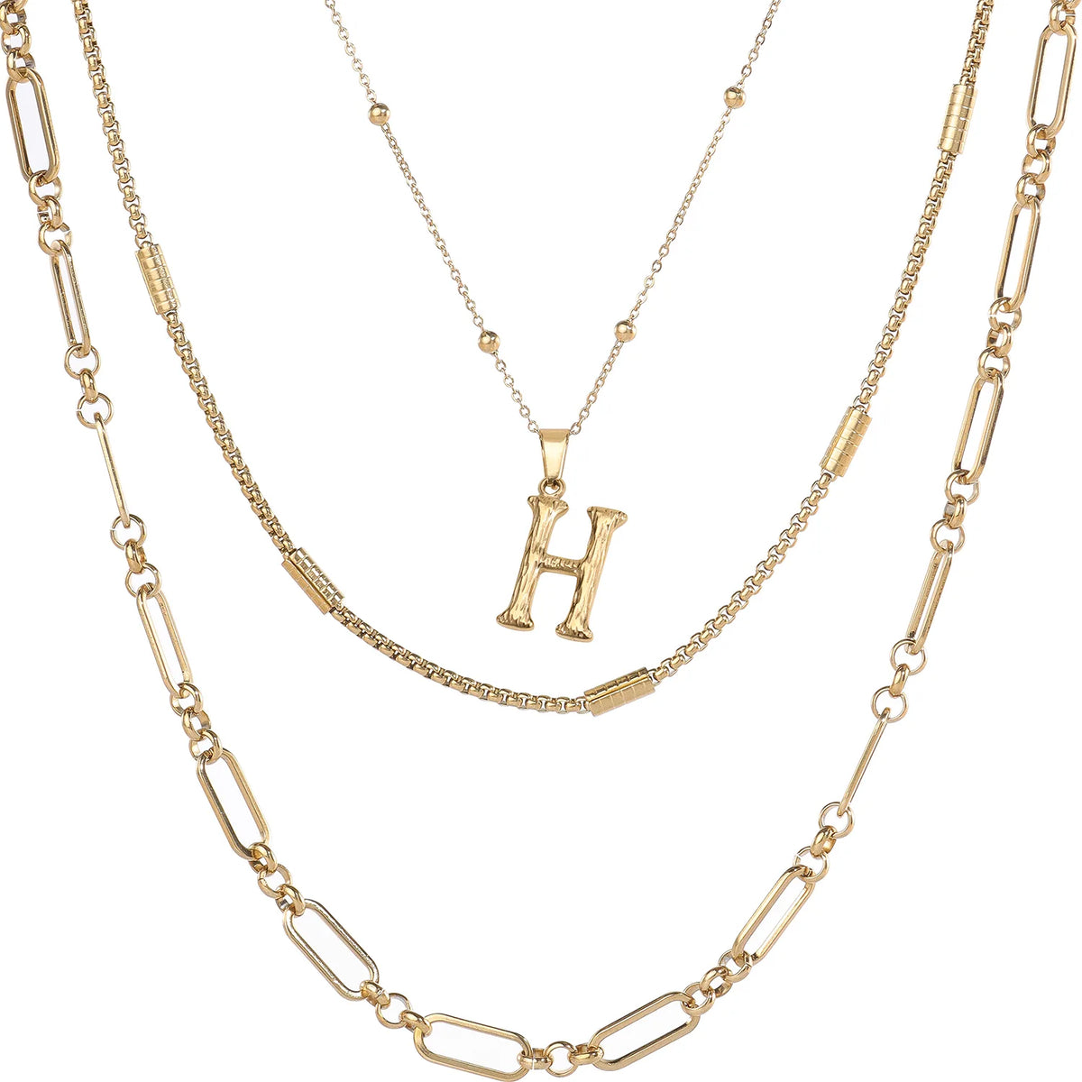 Wholesale 3-Piece Layered Initial Necklace | A-Z | MOQ6 | HAWSON