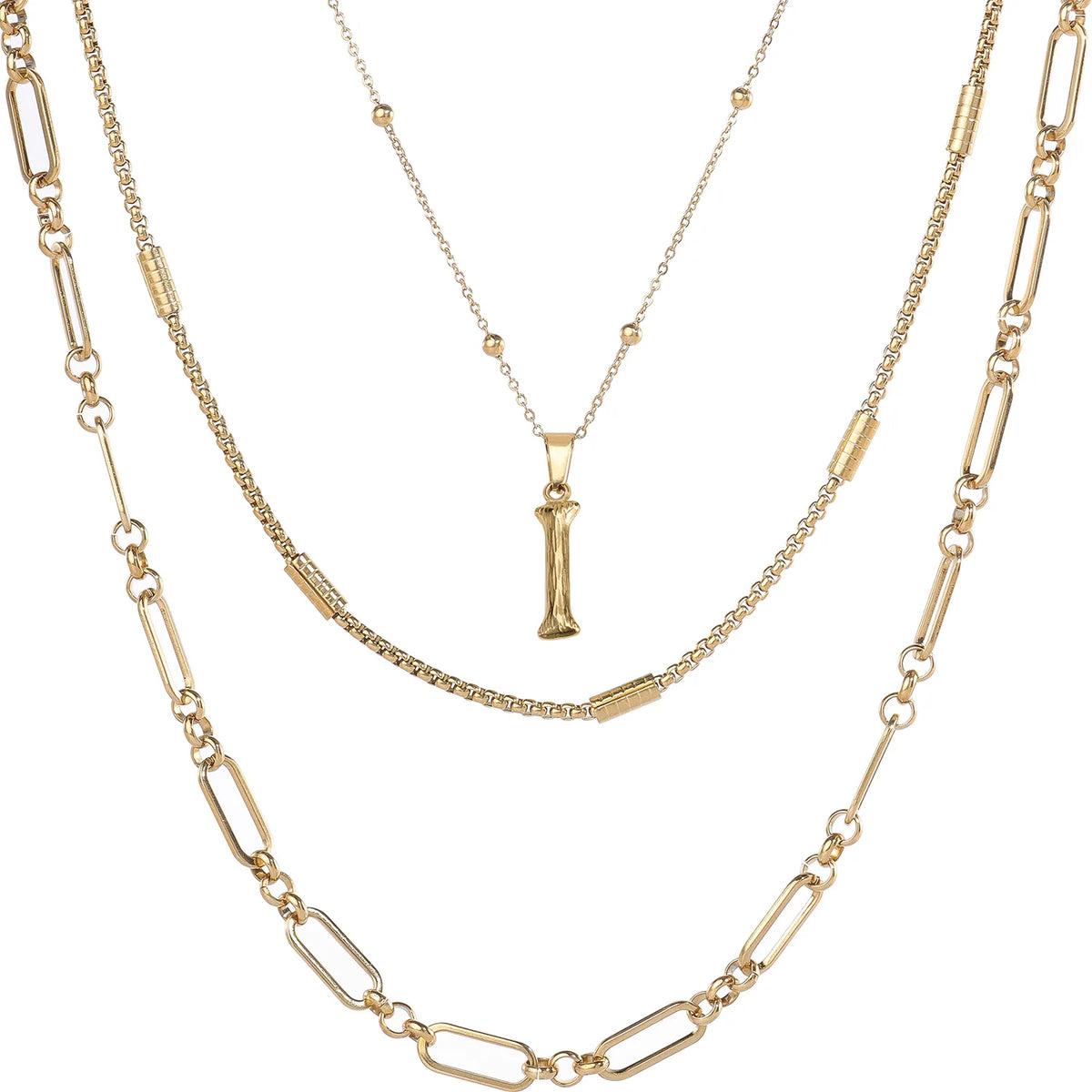 Wholesale 3-Piece Layered Initial Necklace | A-Z | MOQ6 | HAWSON