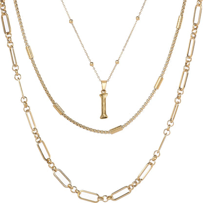 Wholesale 3-Piece Layered Initial Necklace | A-Z | MOQ6 | HAWSON