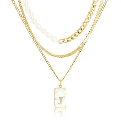Wholesale 3-Piece Layered Initial Necklace | Pearl & CZ | HAWSON