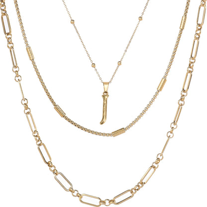 Wholesale 3-Piece Layered Initial Necklace | A-Z | MOQ6 | HAWSON