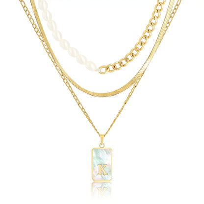 Wholesale 3-Piece Layered Initial Necklace | Pearl & CZ | HAWSON