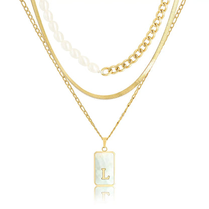 Wholesale 3-Piece Layered Initial Necklace | Pearl & CZ | HAWSON