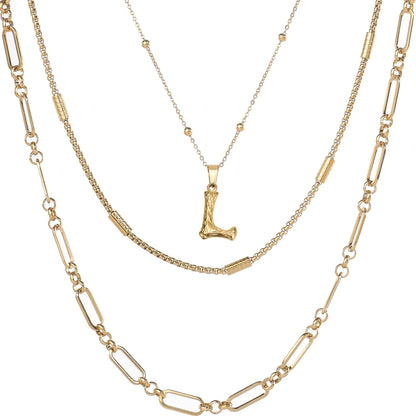 Wholesale 3-Piece Layered Initial Necklace | A-Z | MOQ6 | HAWSON