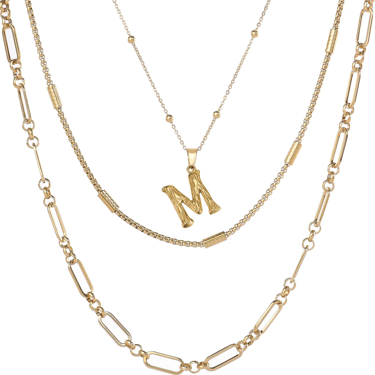 Wholesale 3-Piece Layered Initial Necklace | A-Z | MOQ6 | HAWSON