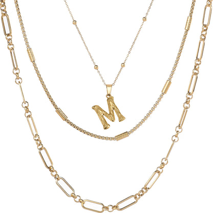 Wholesale 3-Piece Layered Initial Necklace | A-Z | MOQ6 | HAWSON