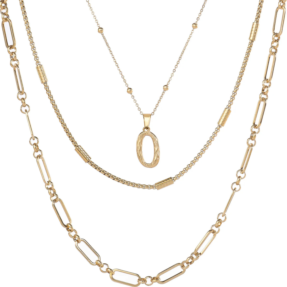 Wholesale 3-Piece Layered Initial Necklace | A-Z | MOQ6 | HAWSON