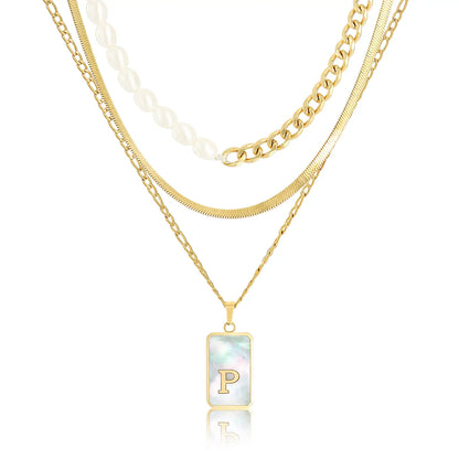 Wholesale 3-Piece Layered Initial Necklace | Pearl & CZ | HAWSON