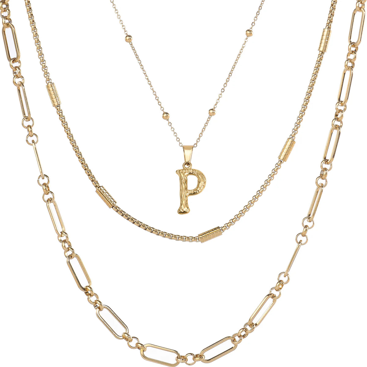 Wholesale 3-Piece Layered Initial Necklace | A-Z | MOQ6 | HAWSON