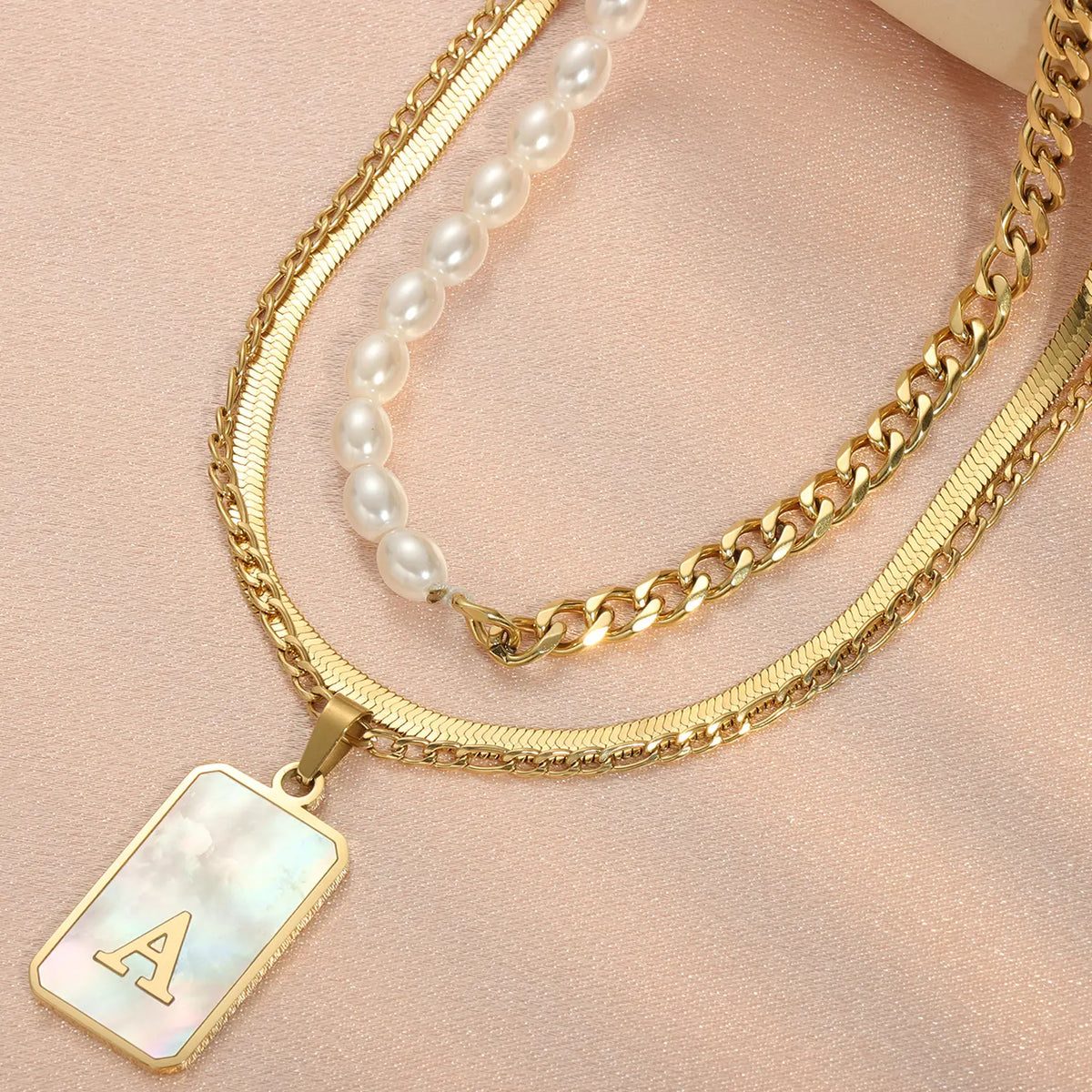Wholesale 3-Piece Layered Initial Necklace | Pearl & CZ | HAWSON