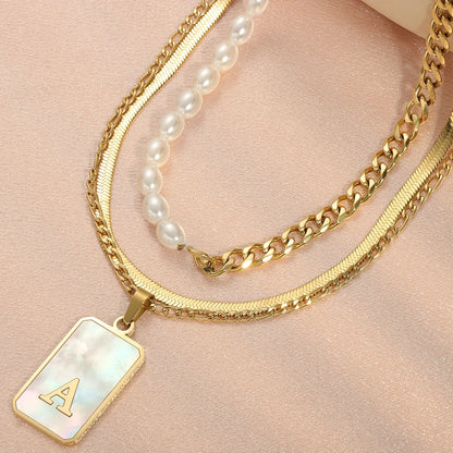 Wholesale 3-Piece Layered Initial Necklace | Pearl & CZ | HAWSON