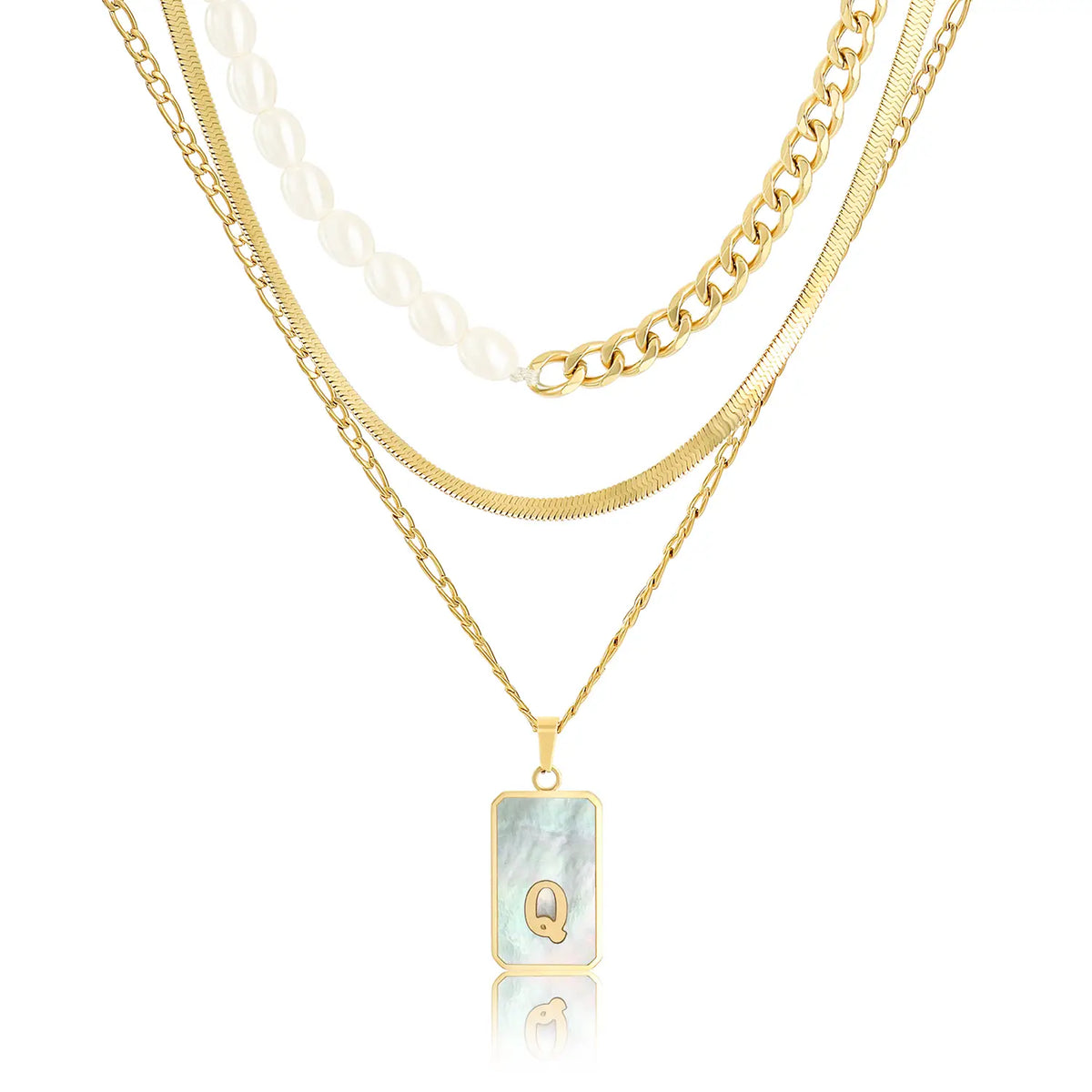 Wholesale 3-Piece Layered Initial Necklace | Pearl & CZ | HAWSON