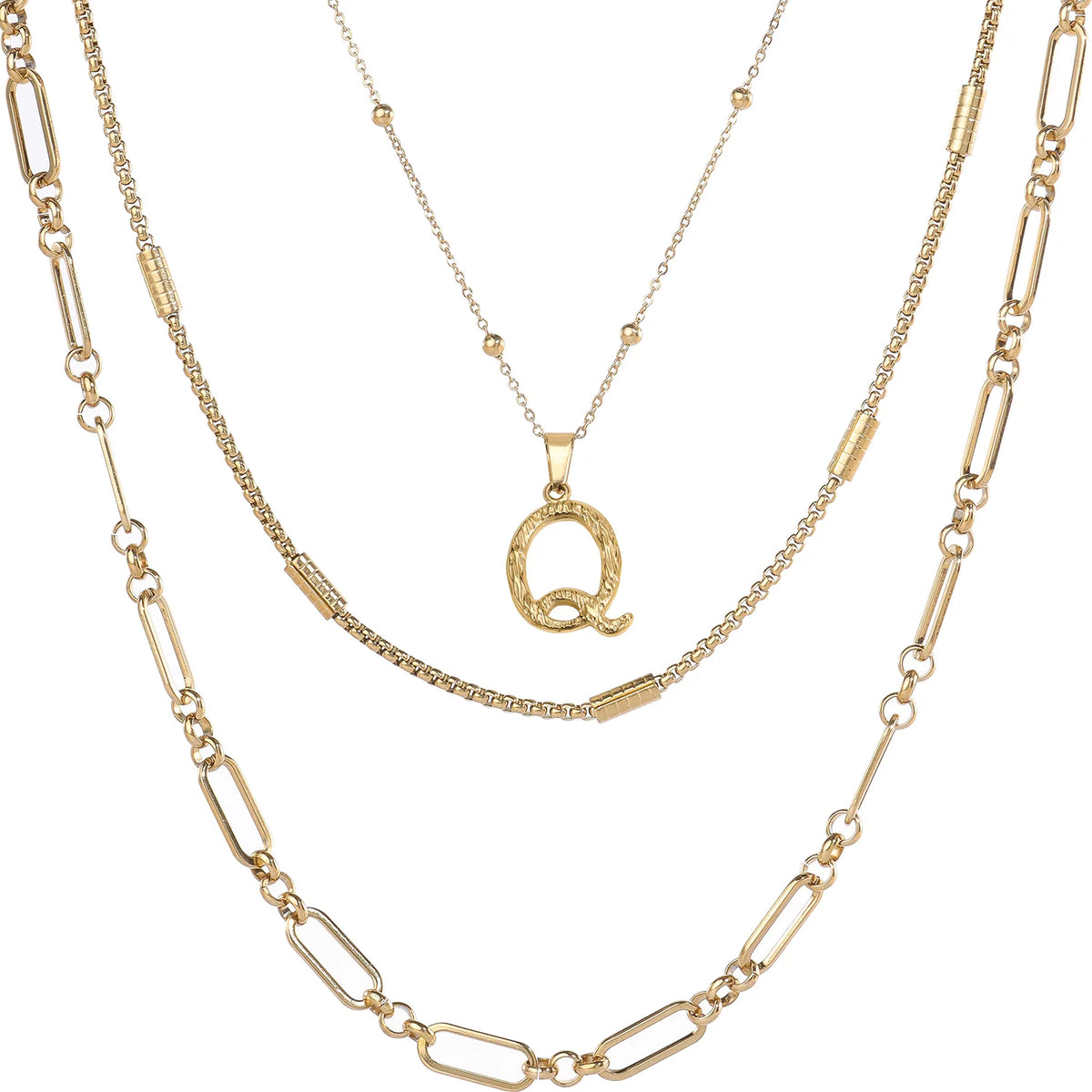 Wholesale 3-Piece Layered Initial Necklace | A-Z | MOQ6 | HAWSON