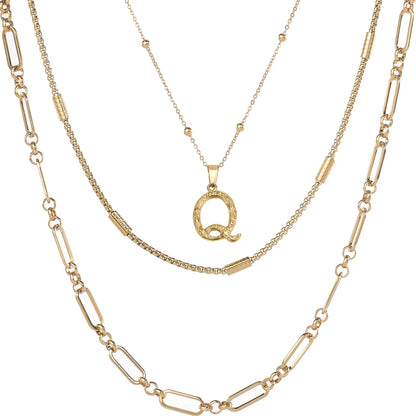 Wholesale 3-Piece Layered Initial Necklace | A-Z | MOQ6 | HAWSON