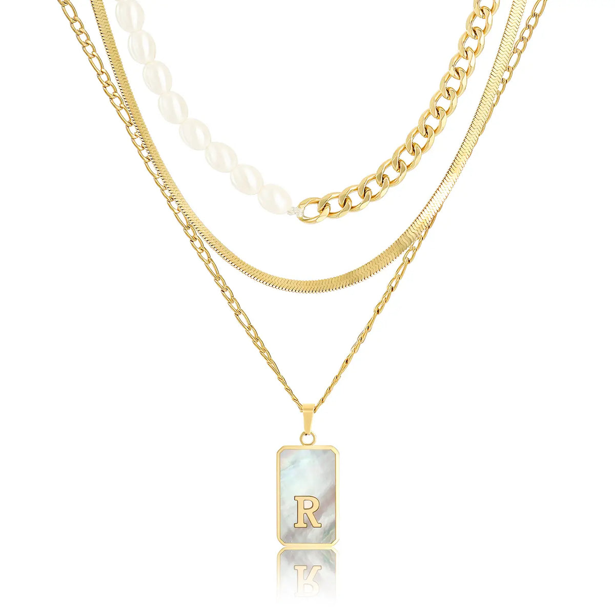 Wholesale 3-Piece Layered Initial Necklace | Pearl & CZ | HAWSON