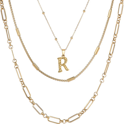 Wholesale 3-Piece Layered Initial Necklace | A-Z | MOQ6 | HAWSON