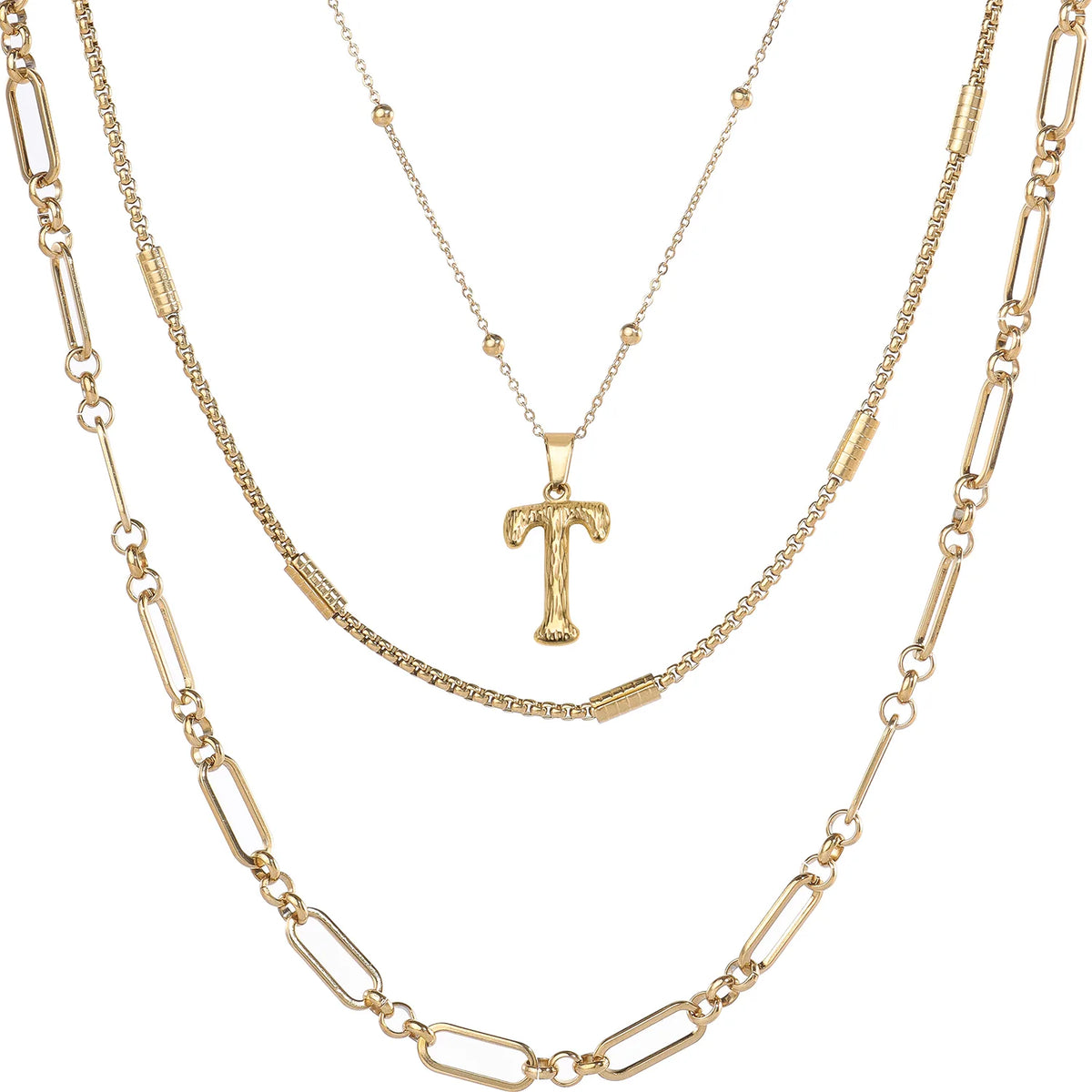 Wholesale 3-Piece Layered Initial Necklace | A-Z | MOQ6 | HAWSON