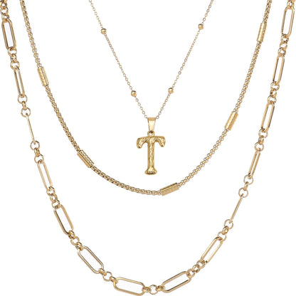 Wholesale 3-Piece Layered Initial Necklace | A-Z | MOQ6 | HAWSON