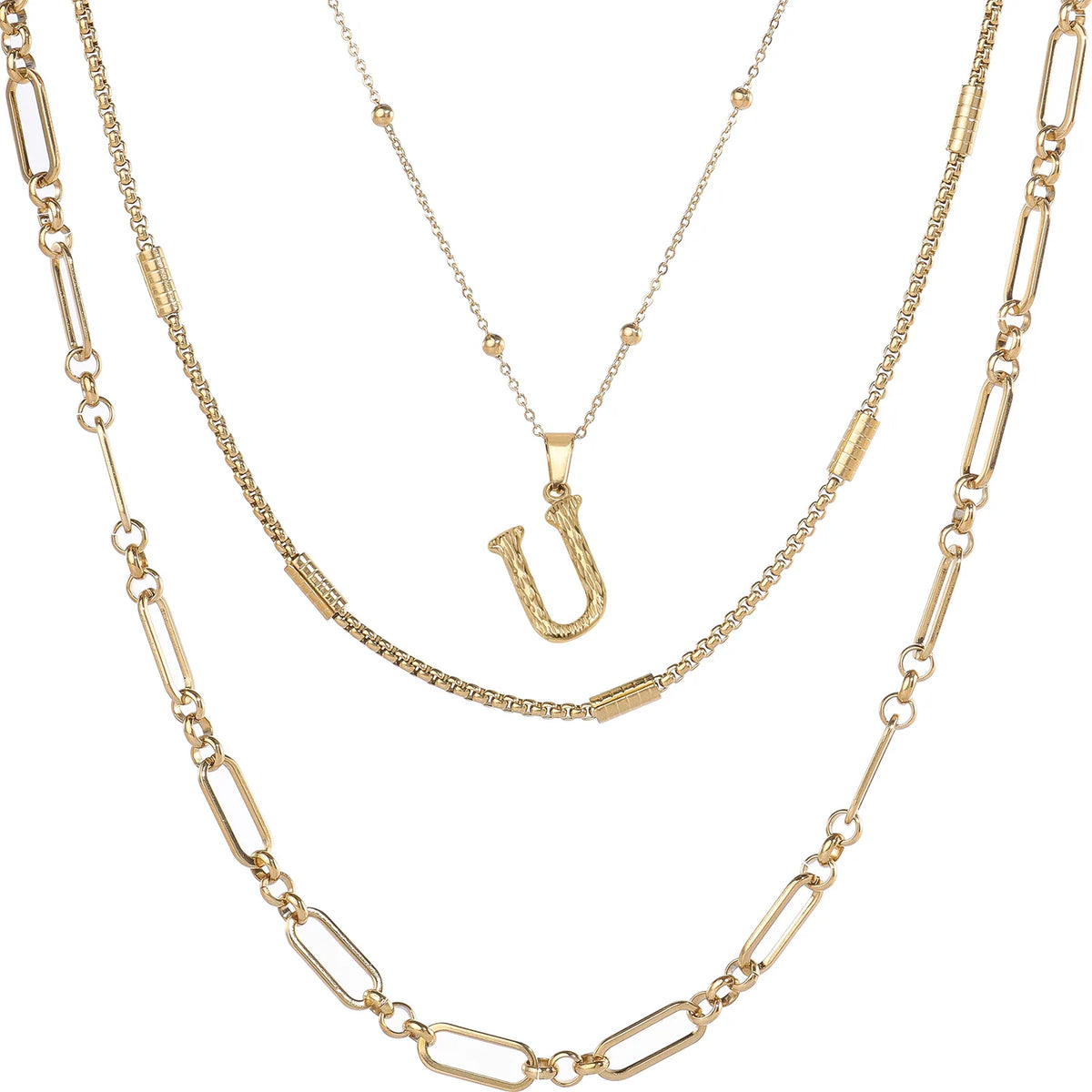 Wholesale 3-Piece Layered Initial Necklace | A-Z | MOQ6 | HAWSON