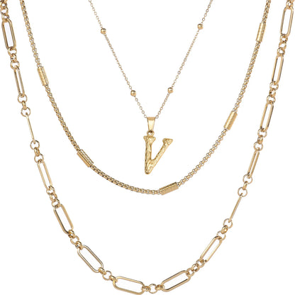 Wholesale 3-Piece Layered Initial Necklace | A-Z | MOQ6 | HAWSON