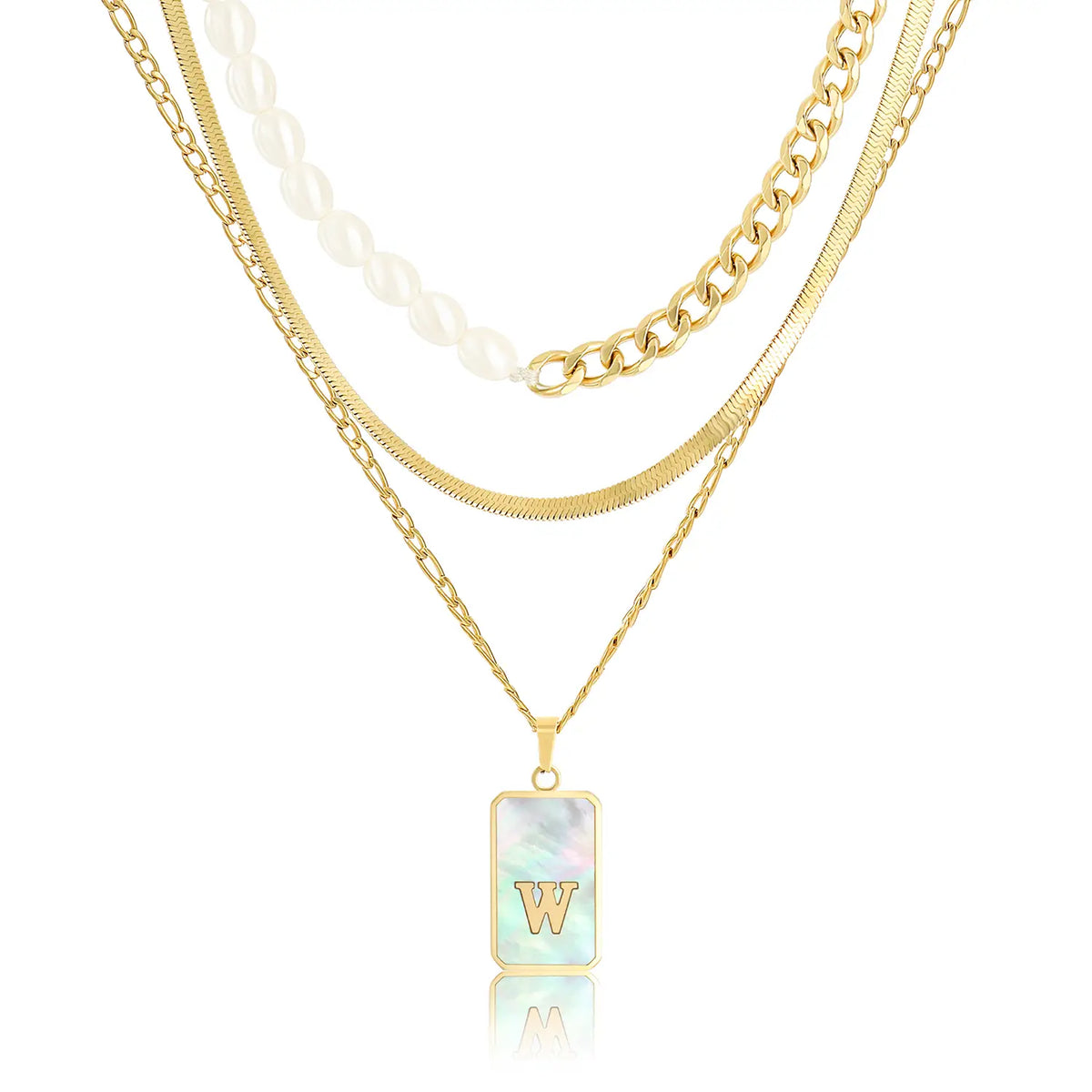 Wholesale 3-Piece Layered Initial Necklace | Pearl & CZ | HAWSON