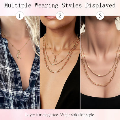 Wholesale 3-Piece Layered Initial Necklace | A-Z | MOQ6 | HAWSON