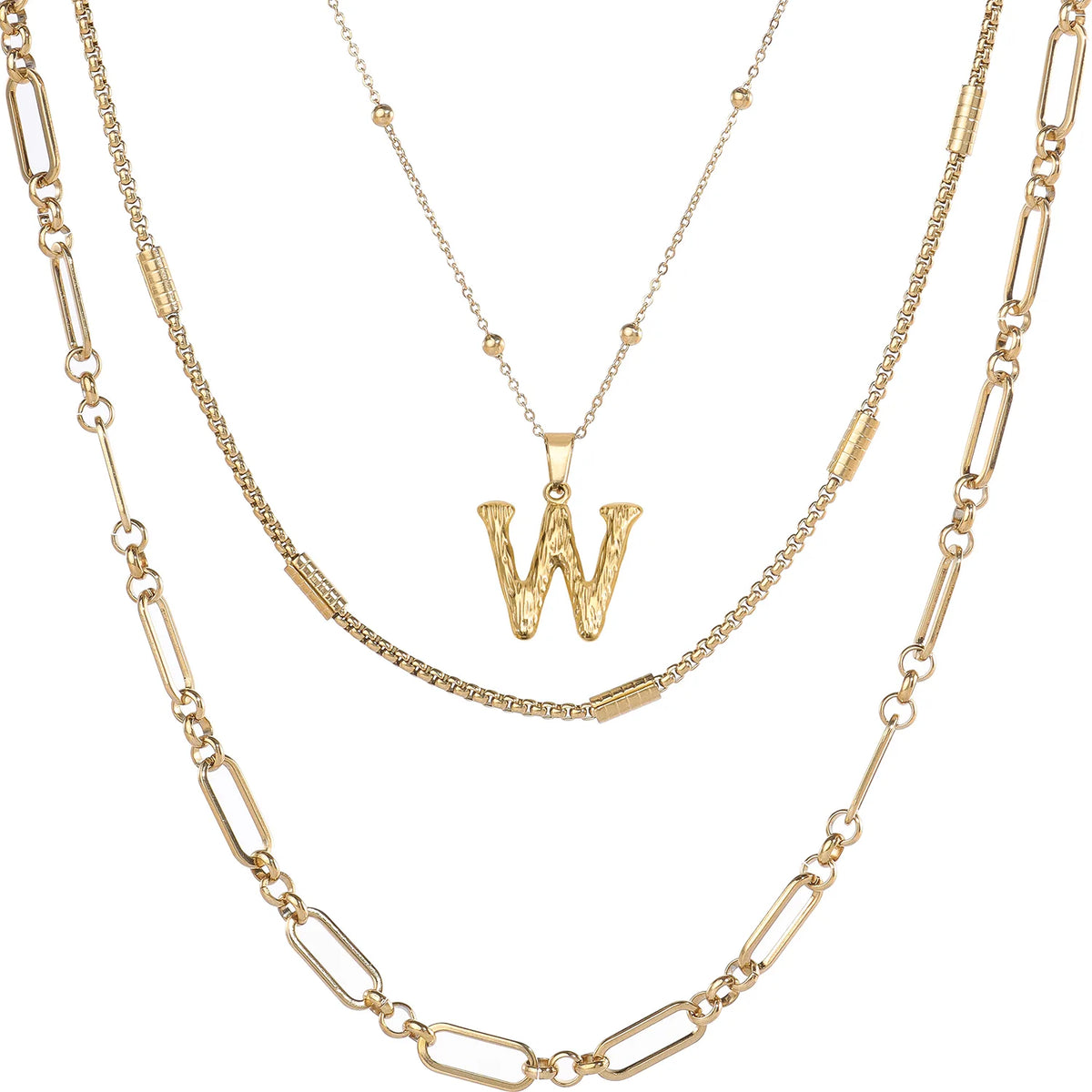Wholesale 3-Piece Layered Initial Necklace | A-Z | MOQ6 | HAWSON