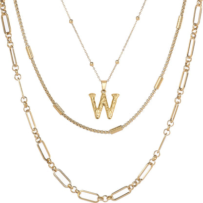 Wholesale 3-Piece Layered Initial Necklace | A-Z | MOQ6 | HAWSON