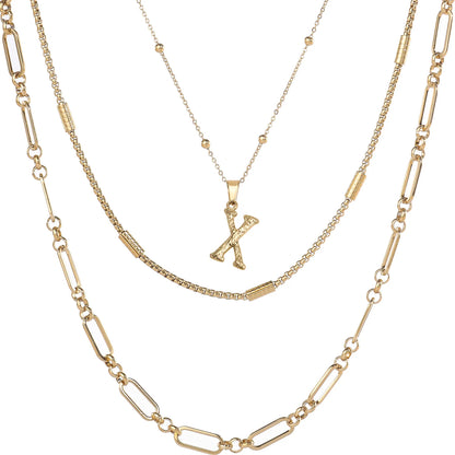 Wholesale 3-Piece Layered Initial Necklace | A-Z | MOQ6 | HAWSON