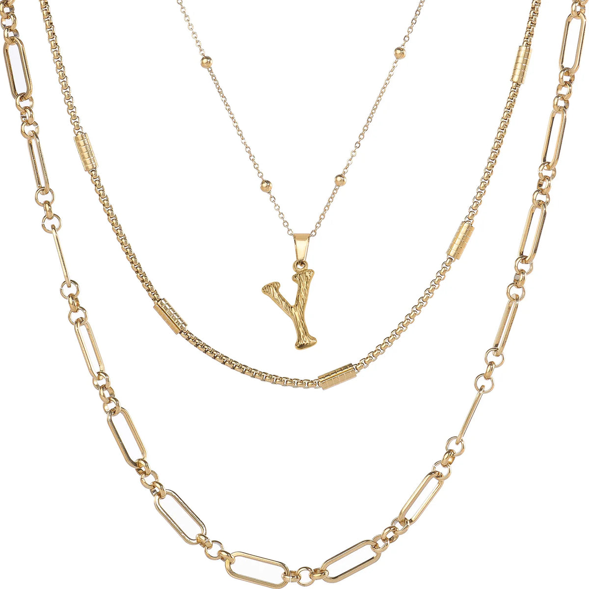 Wholesale 3-Piece Layered Initial Necklace | A-Z | MOQ6 | HAWSON