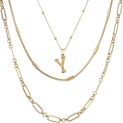 Wholesale 3-Piece Layered Initial Necklace | A-Z | MOQ6 | HAWSON