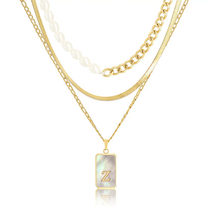Wholesale 3-Piece Layered Initial Necklace | Pearl & CZ | HAWSON