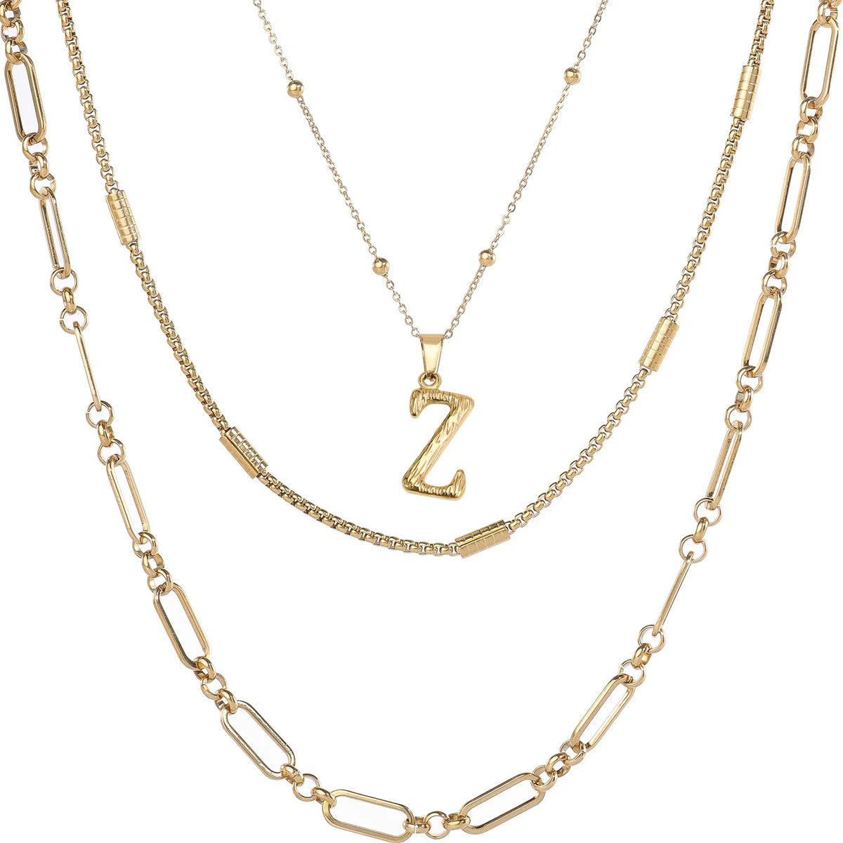 Wholesale 3-Piece Layered Initial Necklace | A-Z | MOQ6 | HAWSON