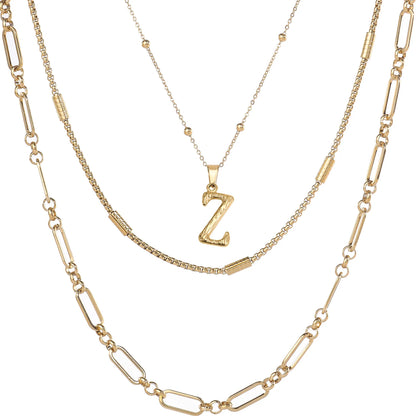 Wholesale 3-Piece Layered Initial Necklace | A-Z | MOQ6 | HAWSON