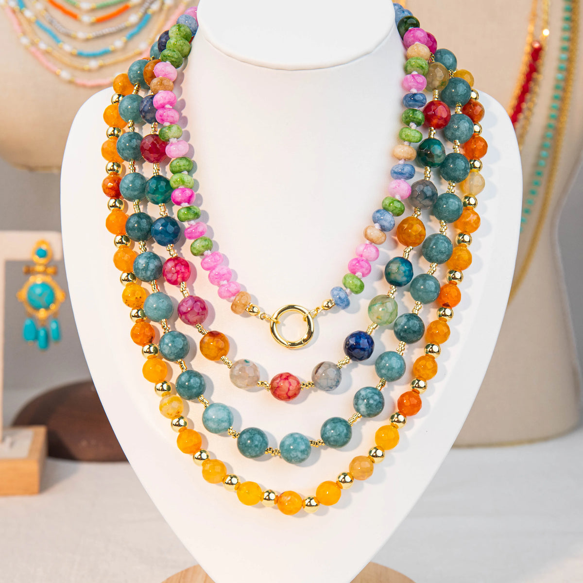 Wholesale 4Pcs Colorful Beaded Layered Necklace Set | MOQ 1 | Hawson