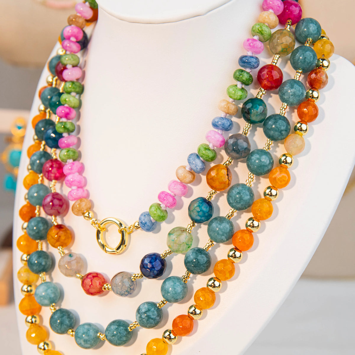 Wholesale 4Pcs Colorful Beaded Layered Necklace Set | MOQ 1 | Hawson