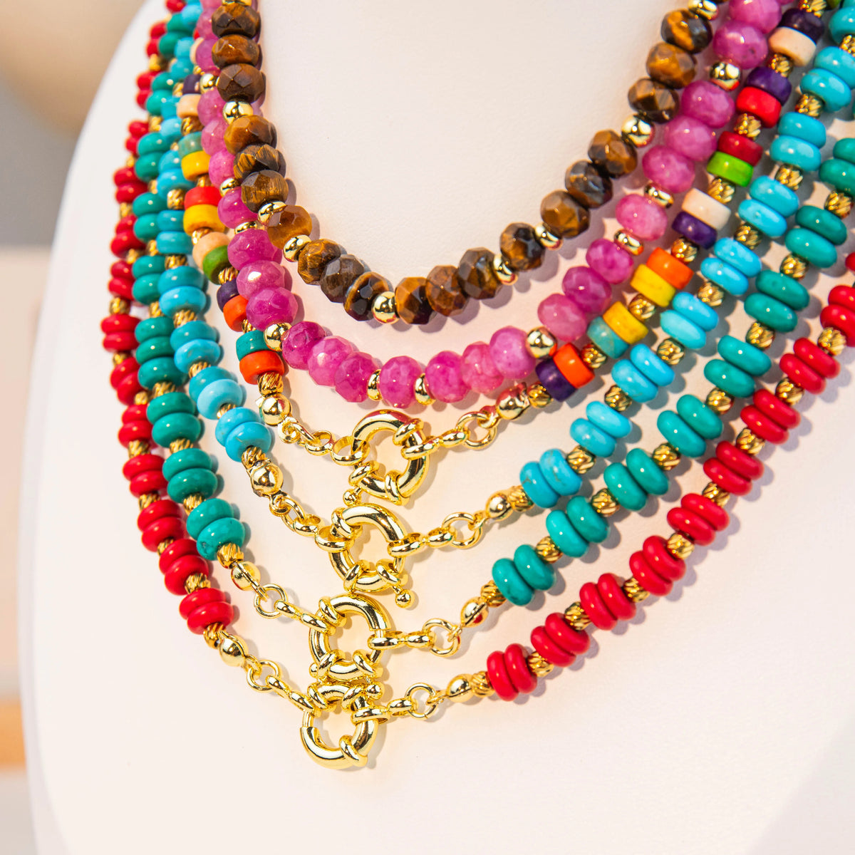 Wholesale 4Pcs Colorful Beaded Layered Necklace Set | MOQ 1 | Hawson
