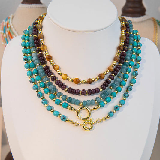 Wholesale 5Pcs Blue & Purple Beaded Layered Necklace Set | Hawson