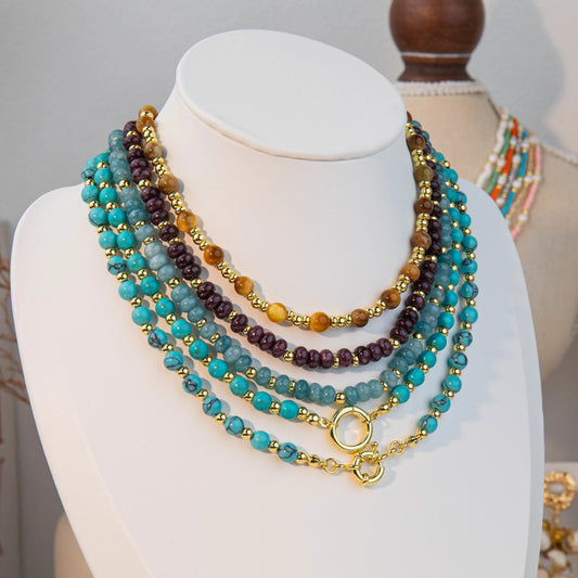 Wholesale 5Pcs Blue & Purple Beaded Layered Necklace Set | Hawson