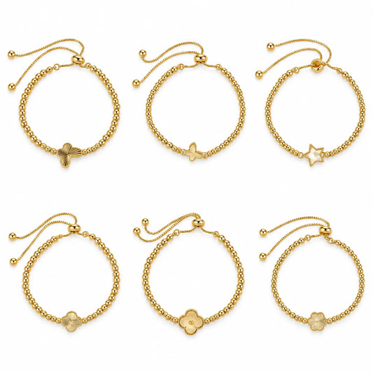 Wholesale 6-Piece Gold Beaded Bracelet Set | MOQ 1 | HAWSON
