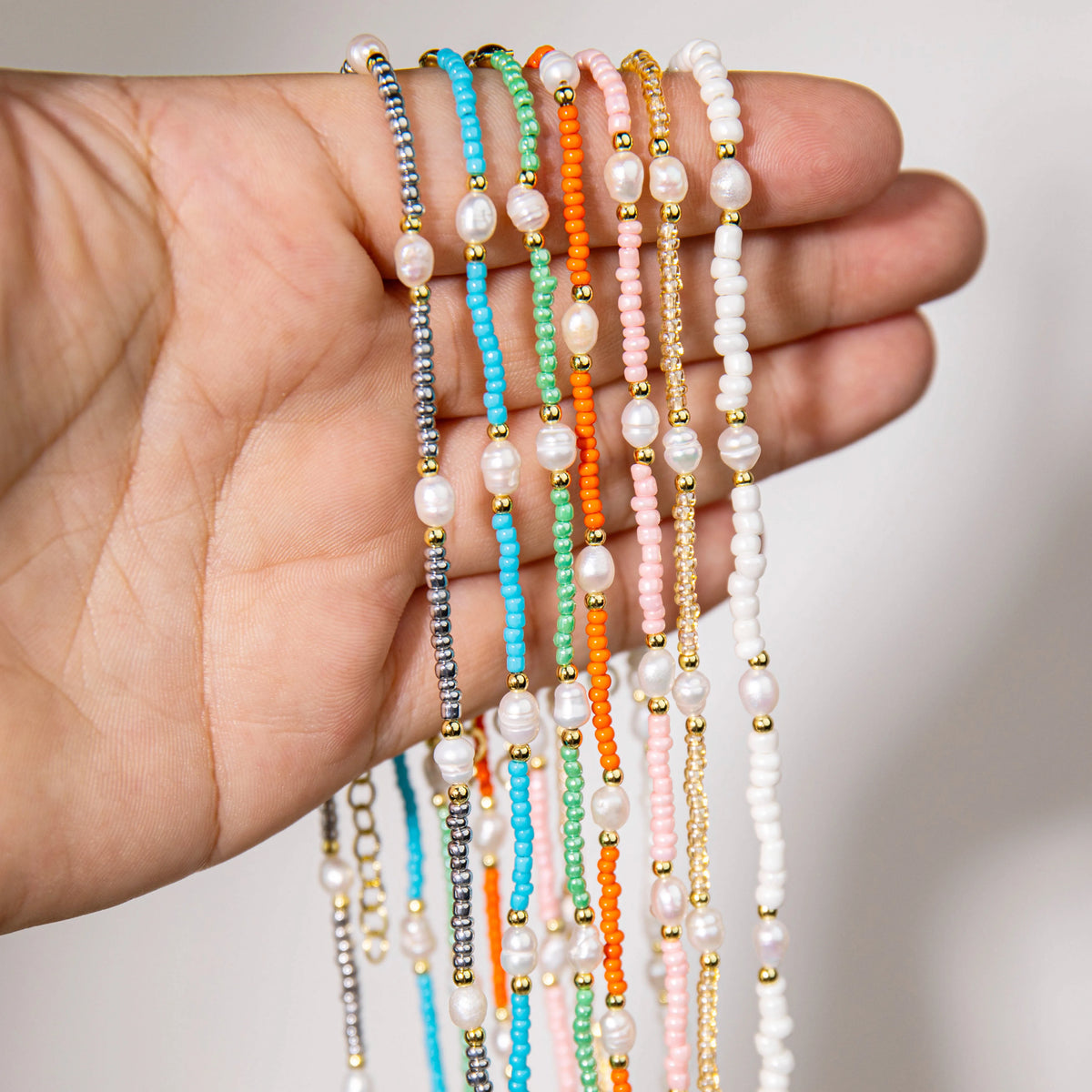 Wholesale 8Pcs Mixed Seed Bead & Pearl Layered Necklace Set | Hawson