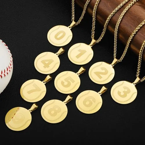 Wholesale Baseball Number Necklace | 0-99 | Gold & Silver | HAWSON