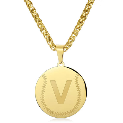 Wholesale Baseball Stainless Steel Necklace | A-Z | MOQ 6