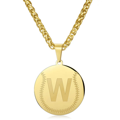 Wholesale Baseball Stainless Steel Necklace | A-Z | MOQ 6