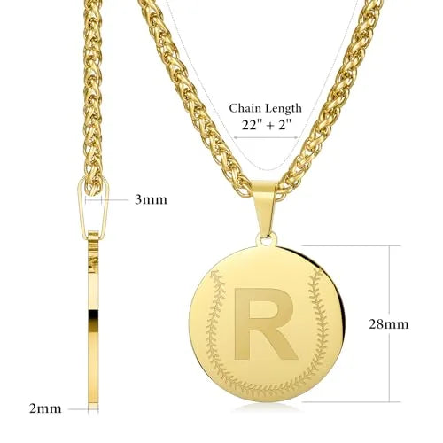 Wholesale Baseball Stainless Steel Necklace | A-Z | MOQ 6