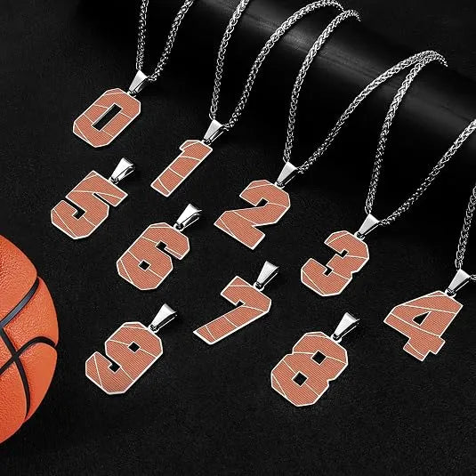 Wholesale Basketball Number Necklace | 0-99 | Stainless Steel | MOQ6 | HAWSON